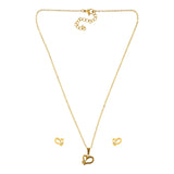 Collar y Aretes Corazon Sin Interior Con Cristalito