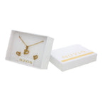 Collar y Aretes Corazon Sin Interior Con Cristalito