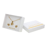 Collar y Aretes Corazon Sin Interior Con Cristalito