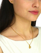Collar y Aretes Corazon Sin Interior Con Cristalito