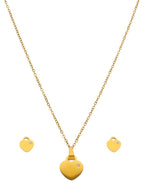 Collar y Aretes Corazon Con Cristalito
