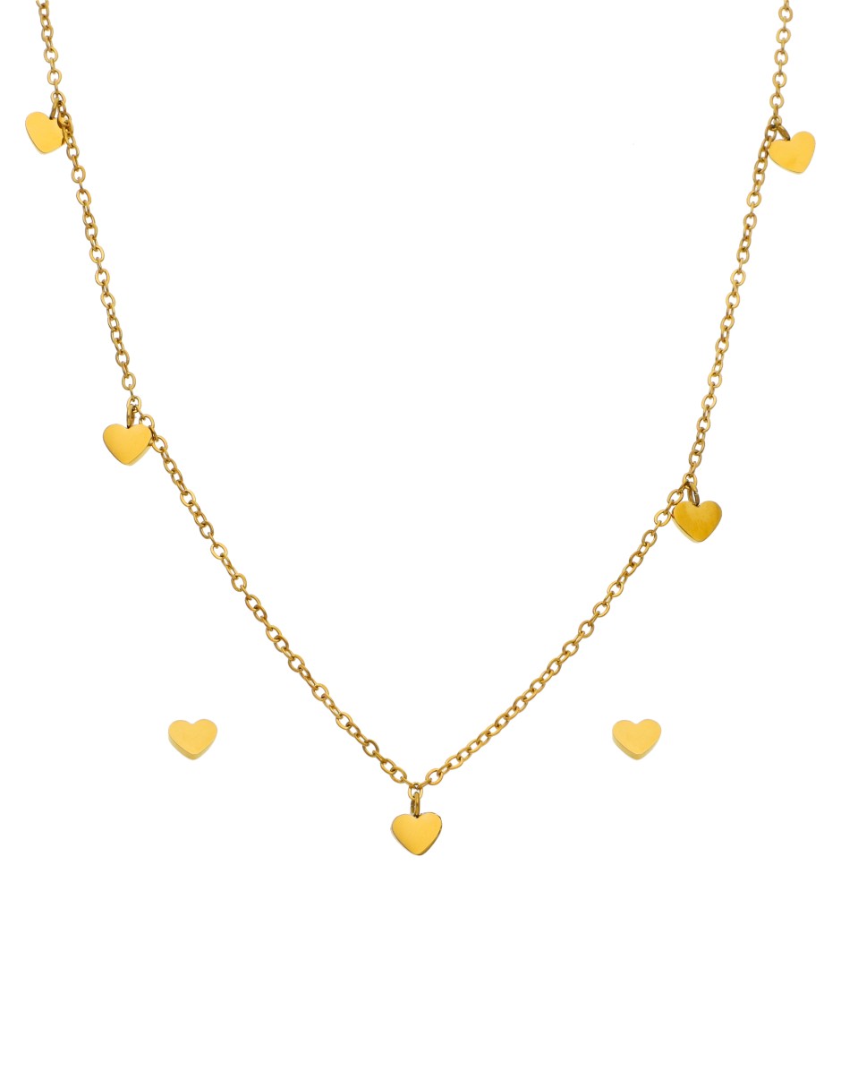 Collar y Aretes Corazoncitos