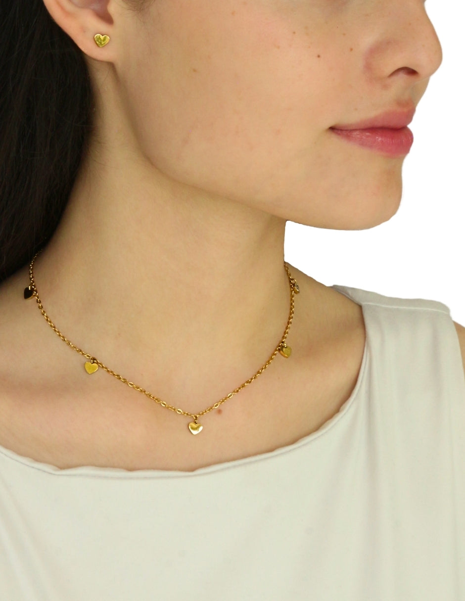 Collar y Aretes Corazoncitos