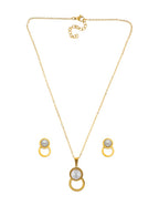 Collar y Aretes Circulo Sin interior y Perla