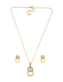 Collar y Aretes Circulo Sin interior y Perla