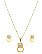 Collar y Aretes Circulo Sin interior y Perla