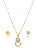 Collar y Aretes Circulo Sin interior y Perla