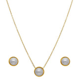 Collar y Aretes Perlita Blanca