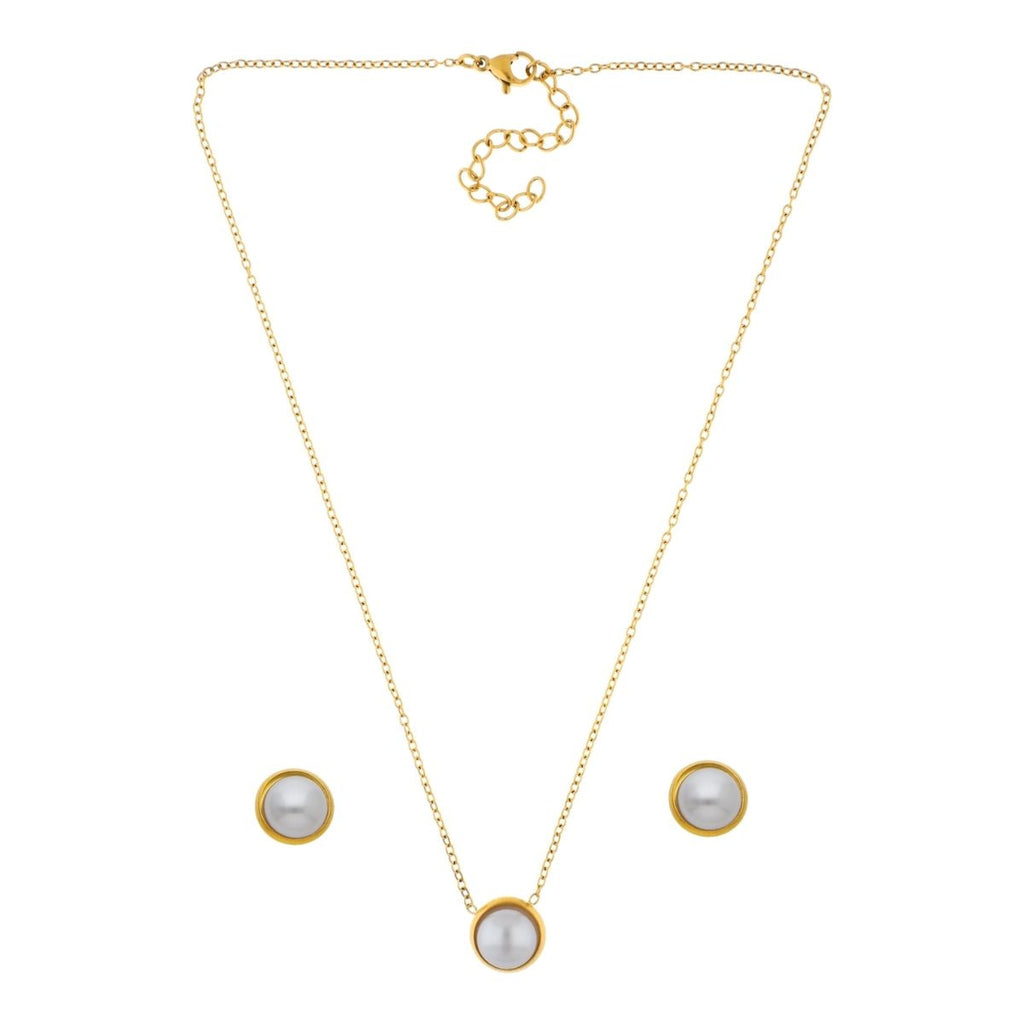 Collar y Aretes Perlita Blanca