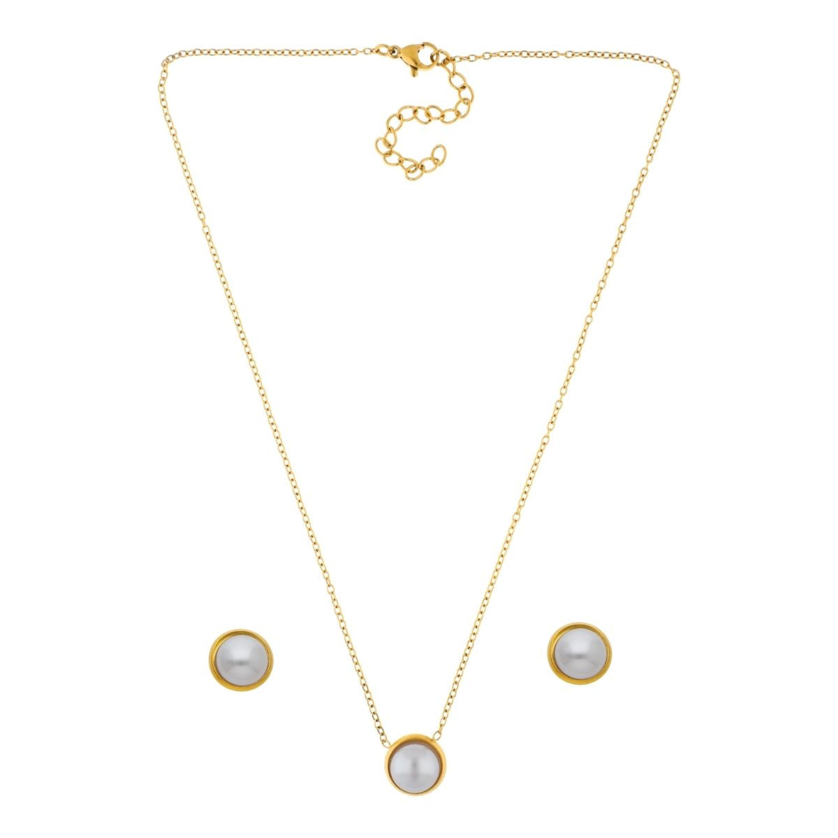 Collar y Aretes Perlita Blanca