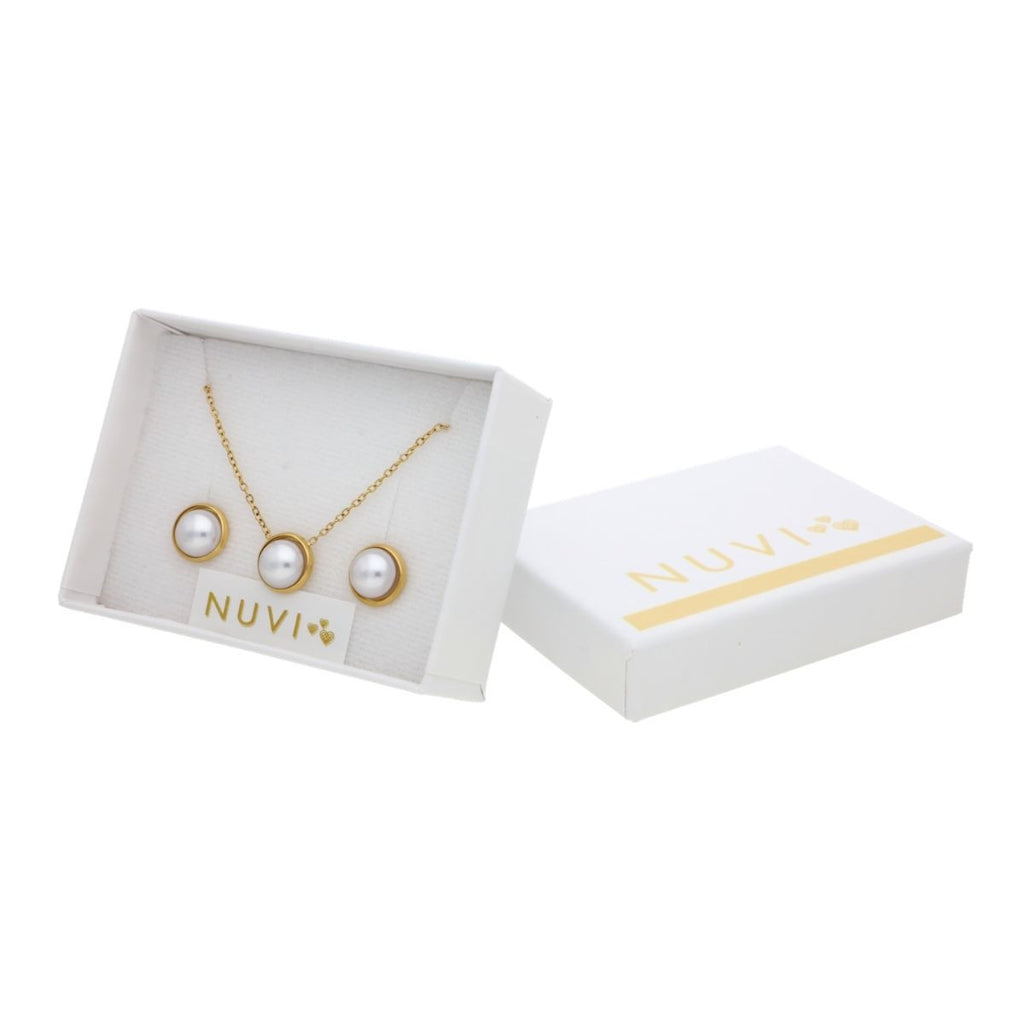 Collar y Aretes Perlita Blanca