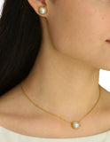 Collar y Aretes Perlita Blanca