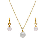 Collar y Aretes Perlita Blanca