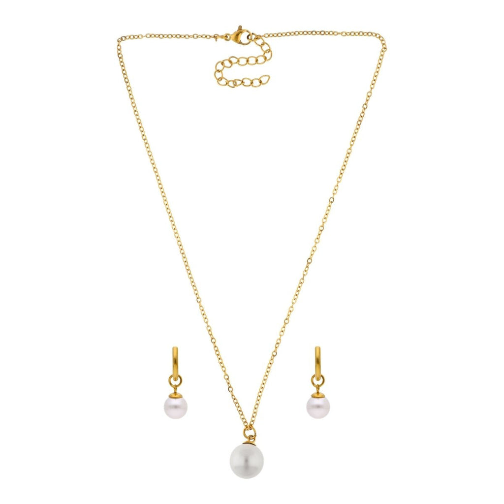 Collar y Aretes Perlita Blanca