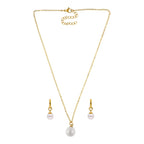 Collar y Aretes Perlita Blanca