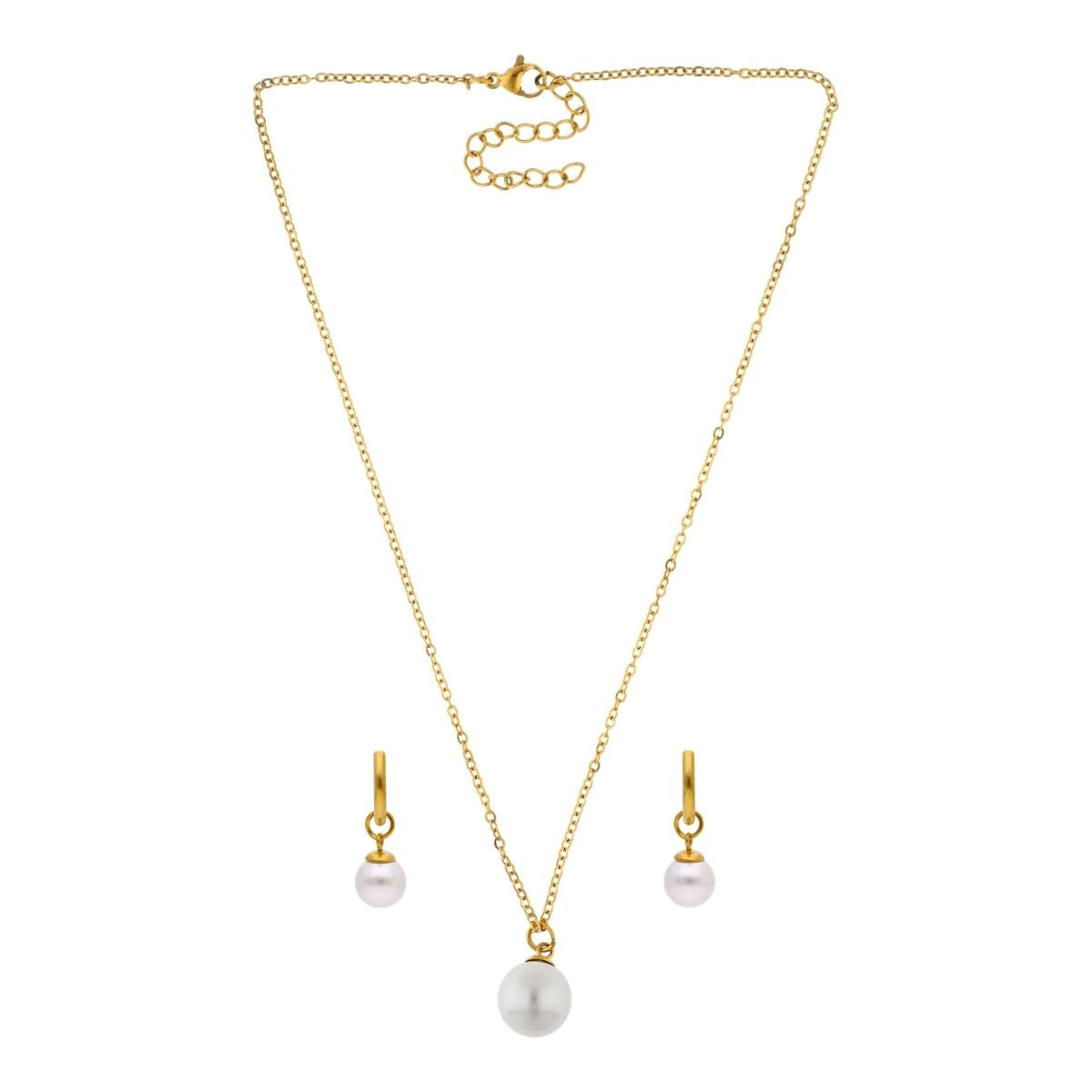 Collar y Aretes Perlita Blanca