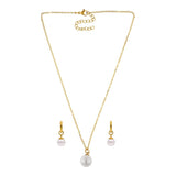 Collar y Aretes Perlita Blanca