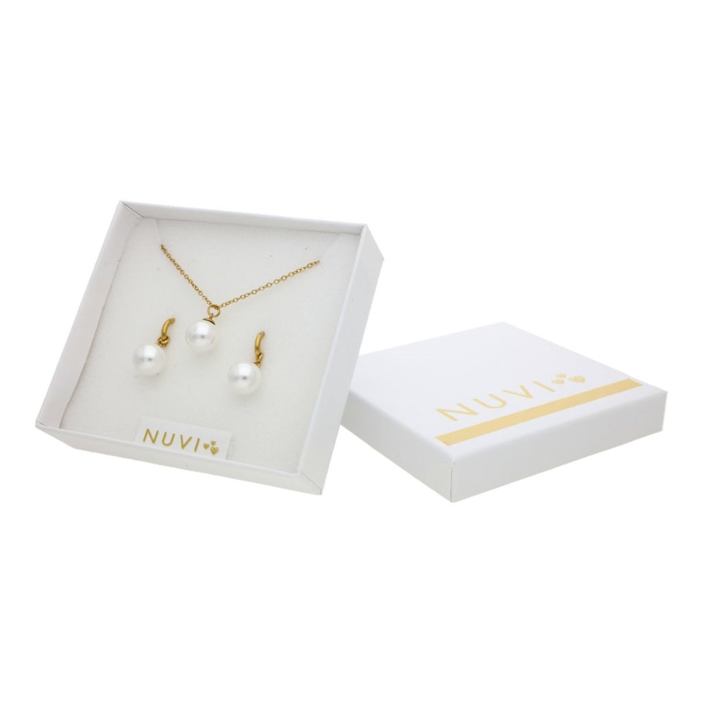 Collar y Aretes Perlita Blanca