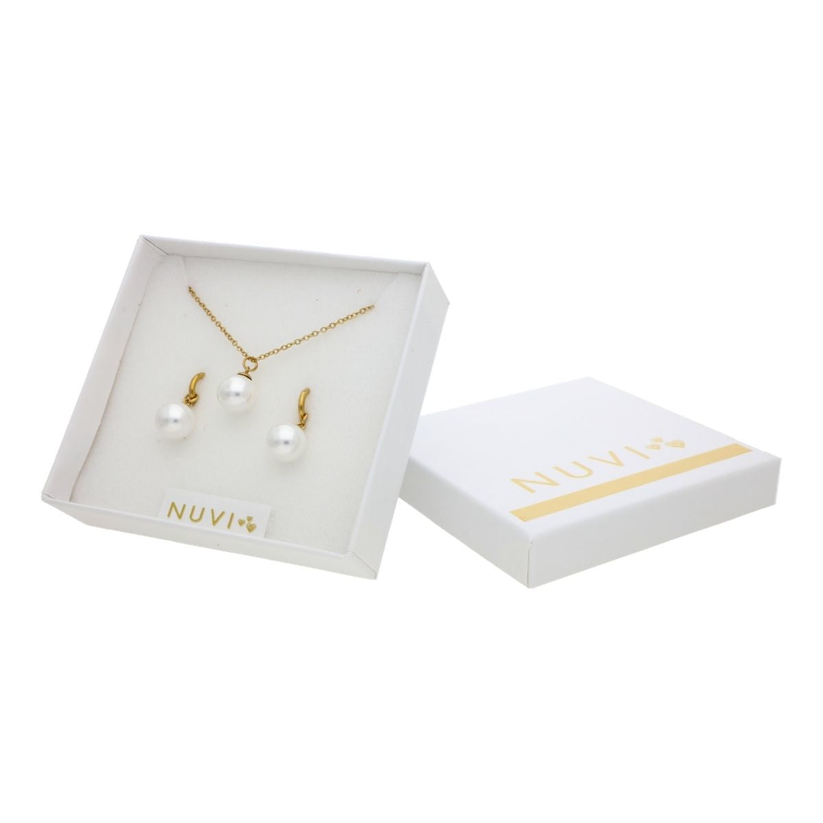 Collar y Aretes Perlita Blanca