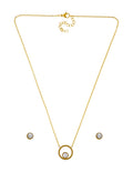 Collar y Aretes Circulo con Perla Dentro