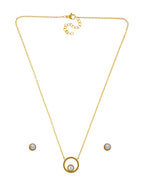 Collar y Aretes Circulo con Perla Dentro