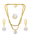 Collar, Aretes y Anillo con Perla Grande