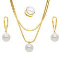 Collar, Aretes y Anillo con Perla Grande