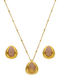 Collar y Aretes Cuarzo Rosa