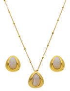 Collar y Aretes Cuarzo Beige