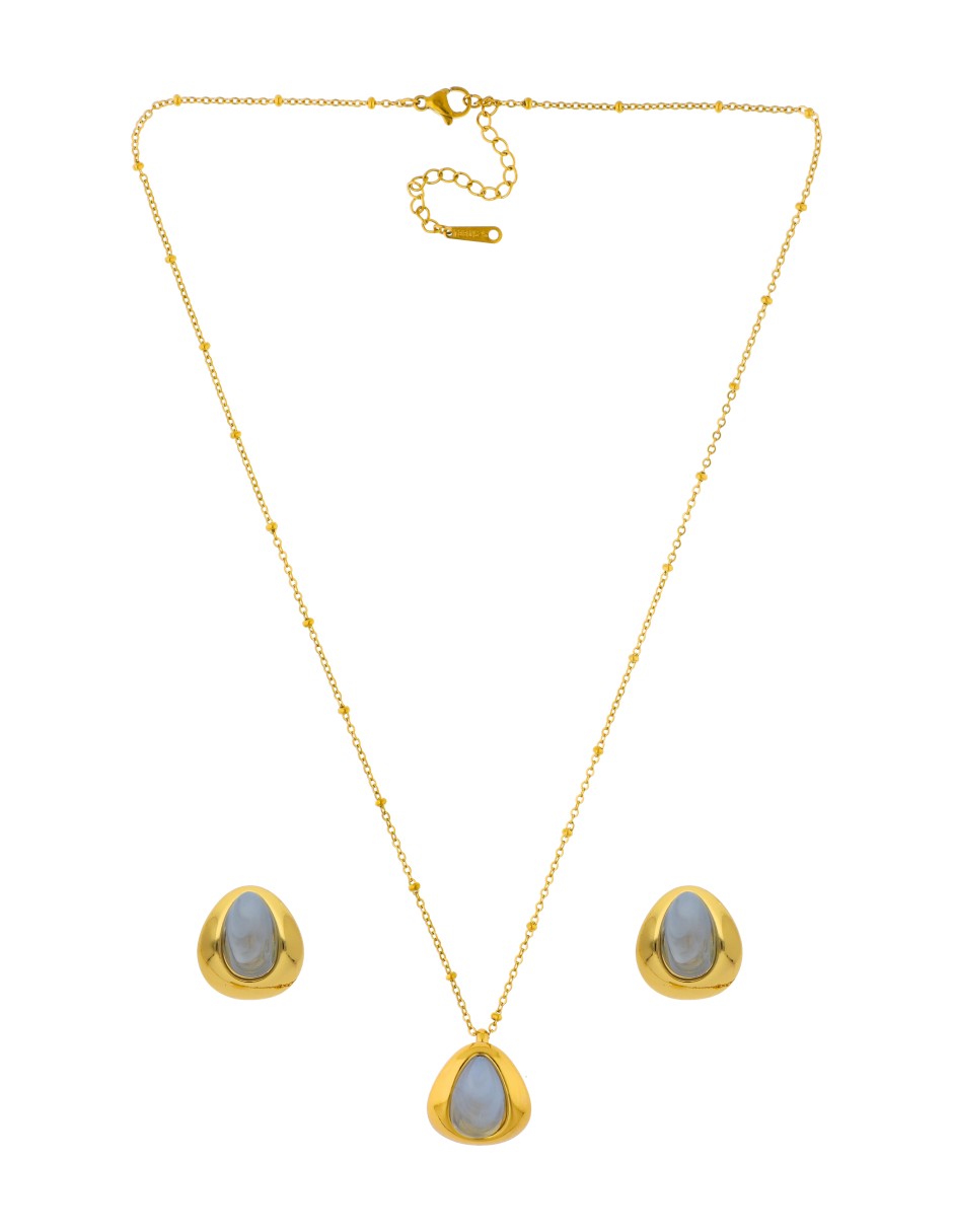 Collar y Aretes Cuarzo Azul