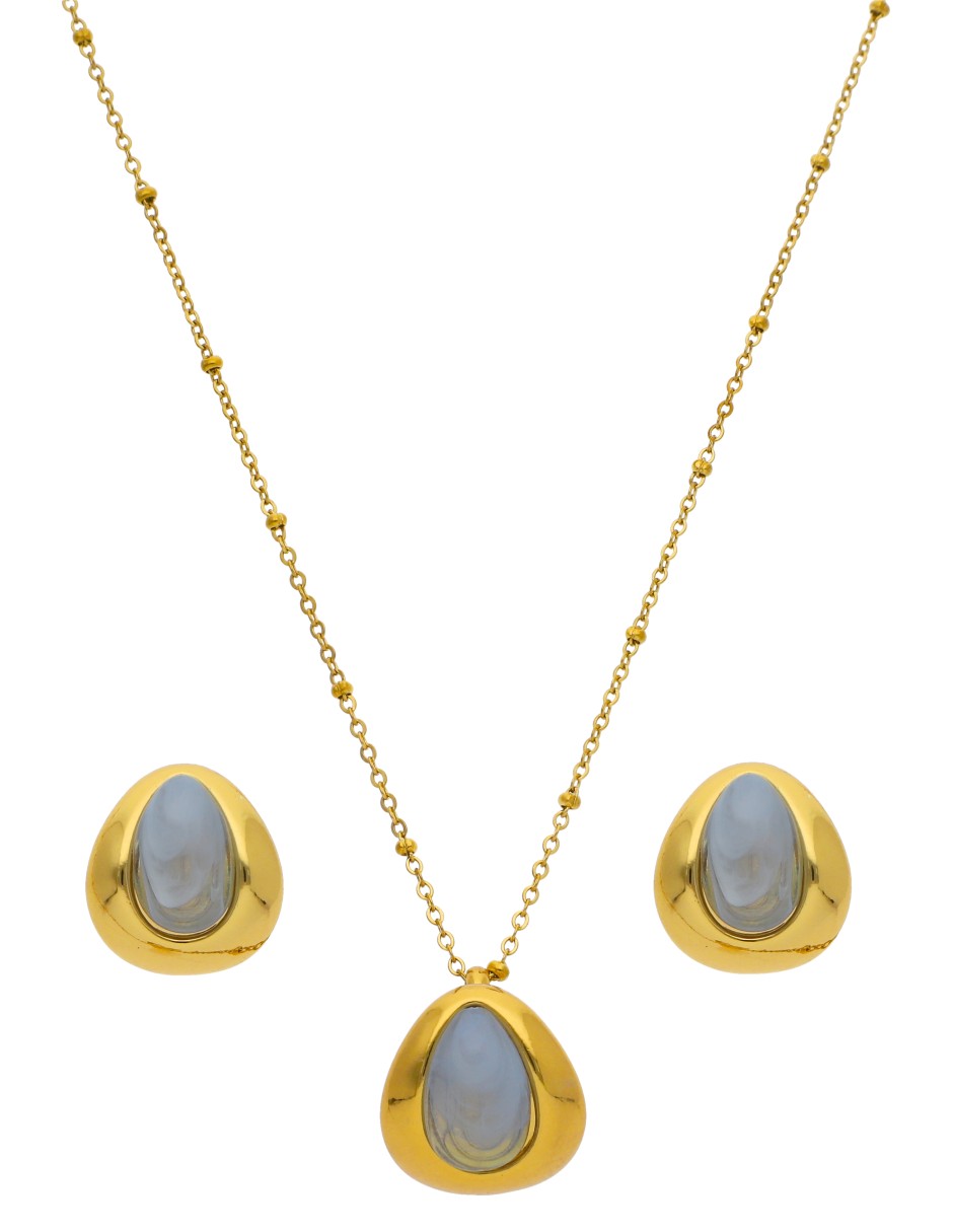 Collar y Aretes Cuarzo Azul