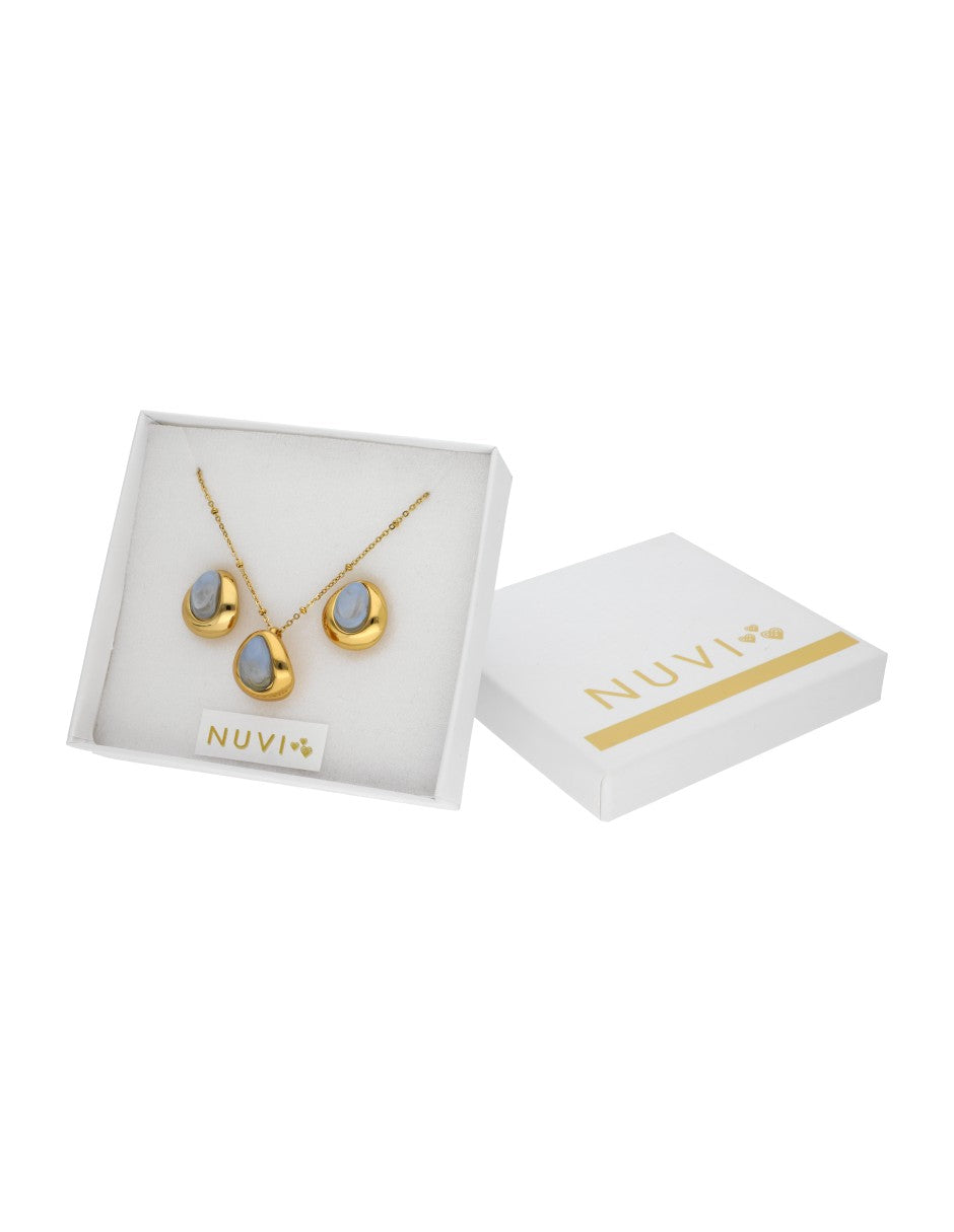 Collar y Aretes Cuarzo Azul