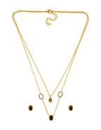 Collar y Aretes Ovalos Negro