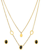 Collar y Aretes Ovalos Negro