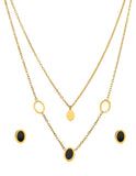 Collar y Aretes Ovalos Negro