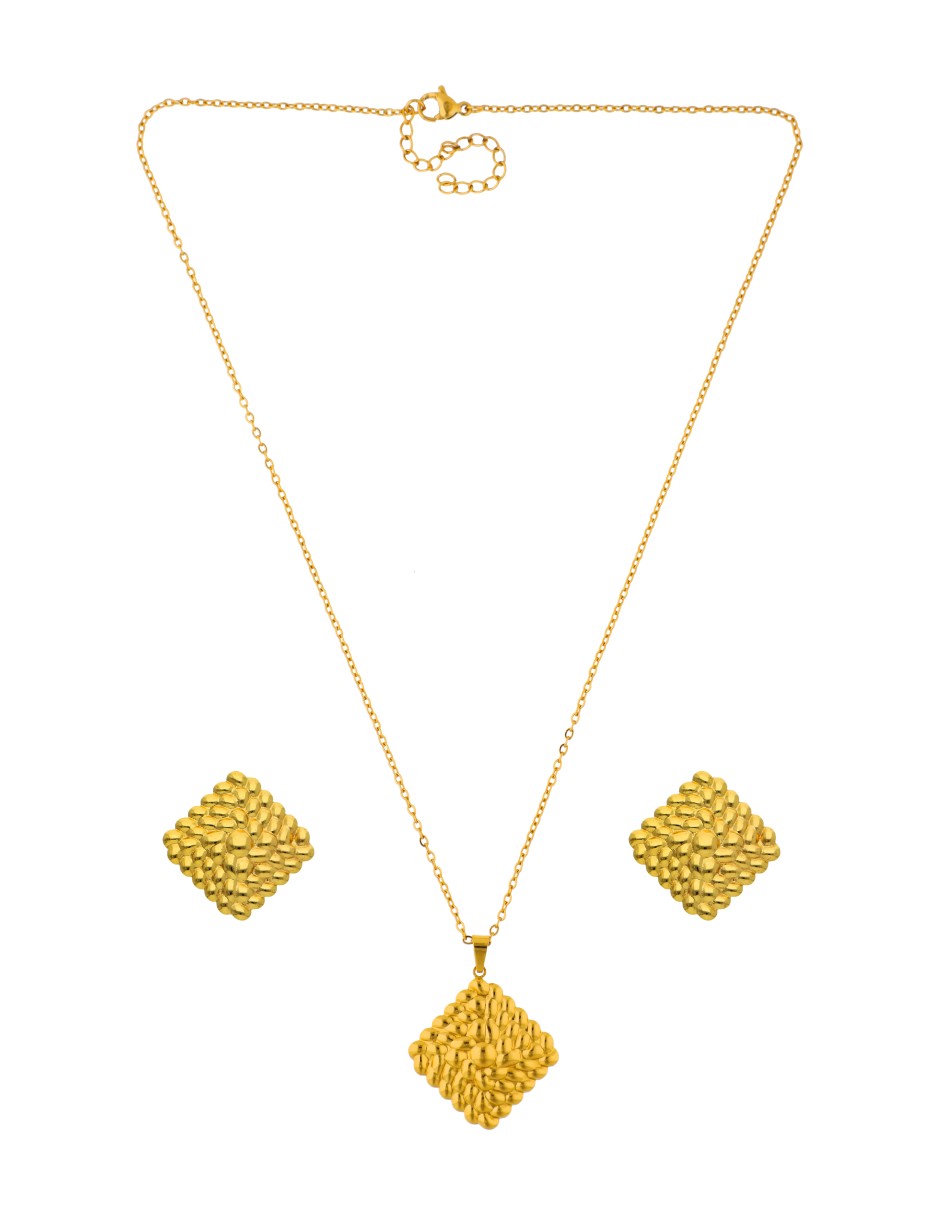 Collar y Aretes Cuadro Con Textura