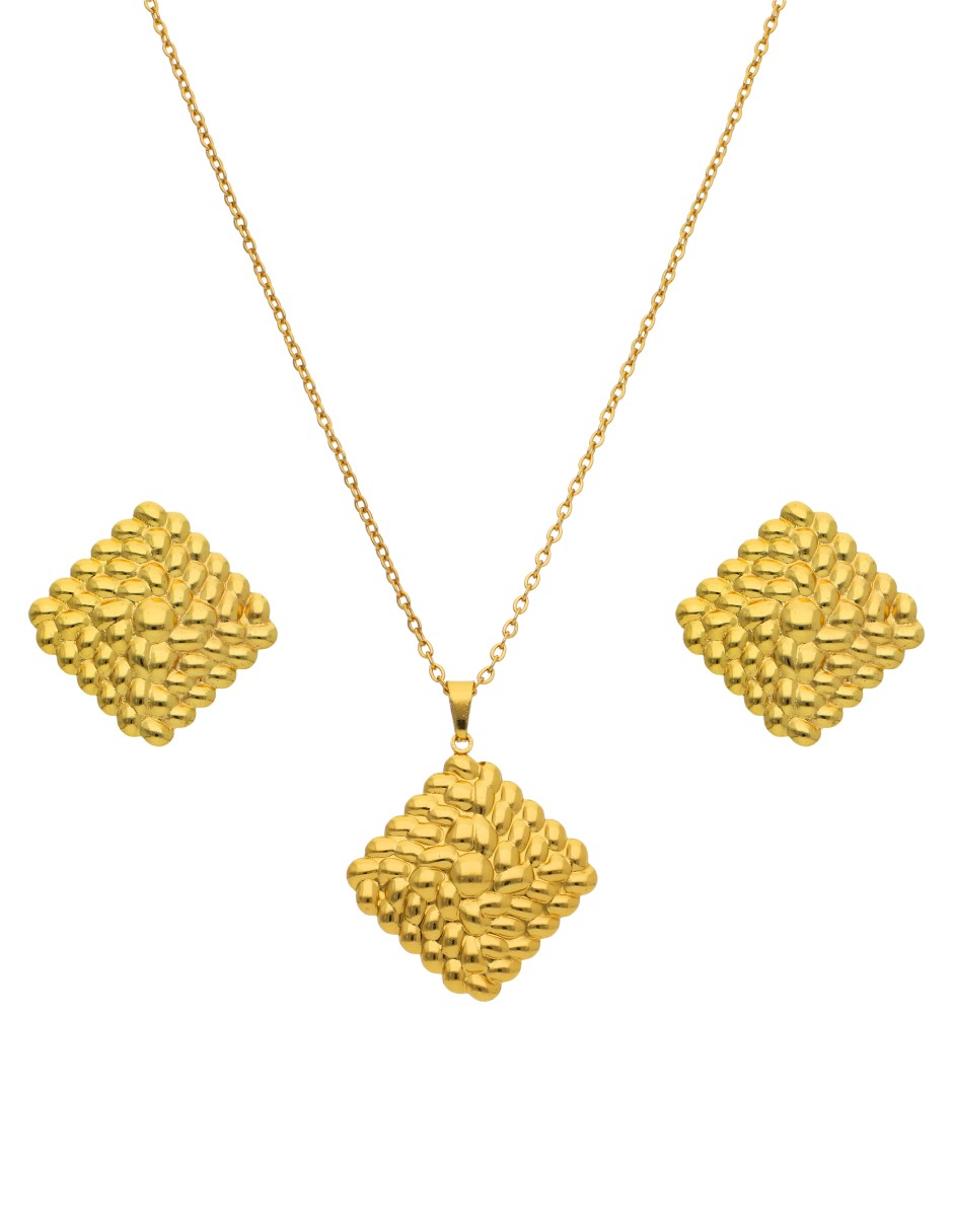 Collar y Aretes Cuadro Con Textura