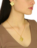 Collar y Aretes Cuadro Con Textura