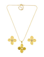Collar y Aretes Flor Con Perla