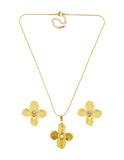Collar y Aretes Flor Con Perla