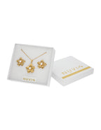 Collar y Aretes Flor Con Perla