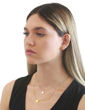 Collar y Aretes Doble Cadena Circulos Dorado y Plateado