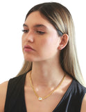 Collar y Aretes Cadena Barbada Con Cristal