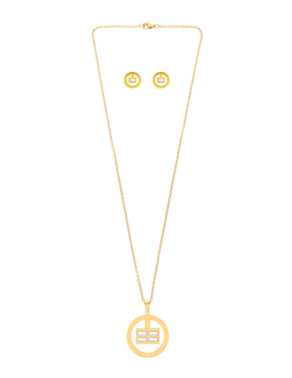 Collar y Aretes Aros Dorados