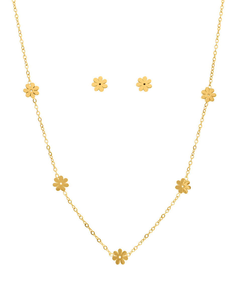 Collar y Aretes 5 Flores mini