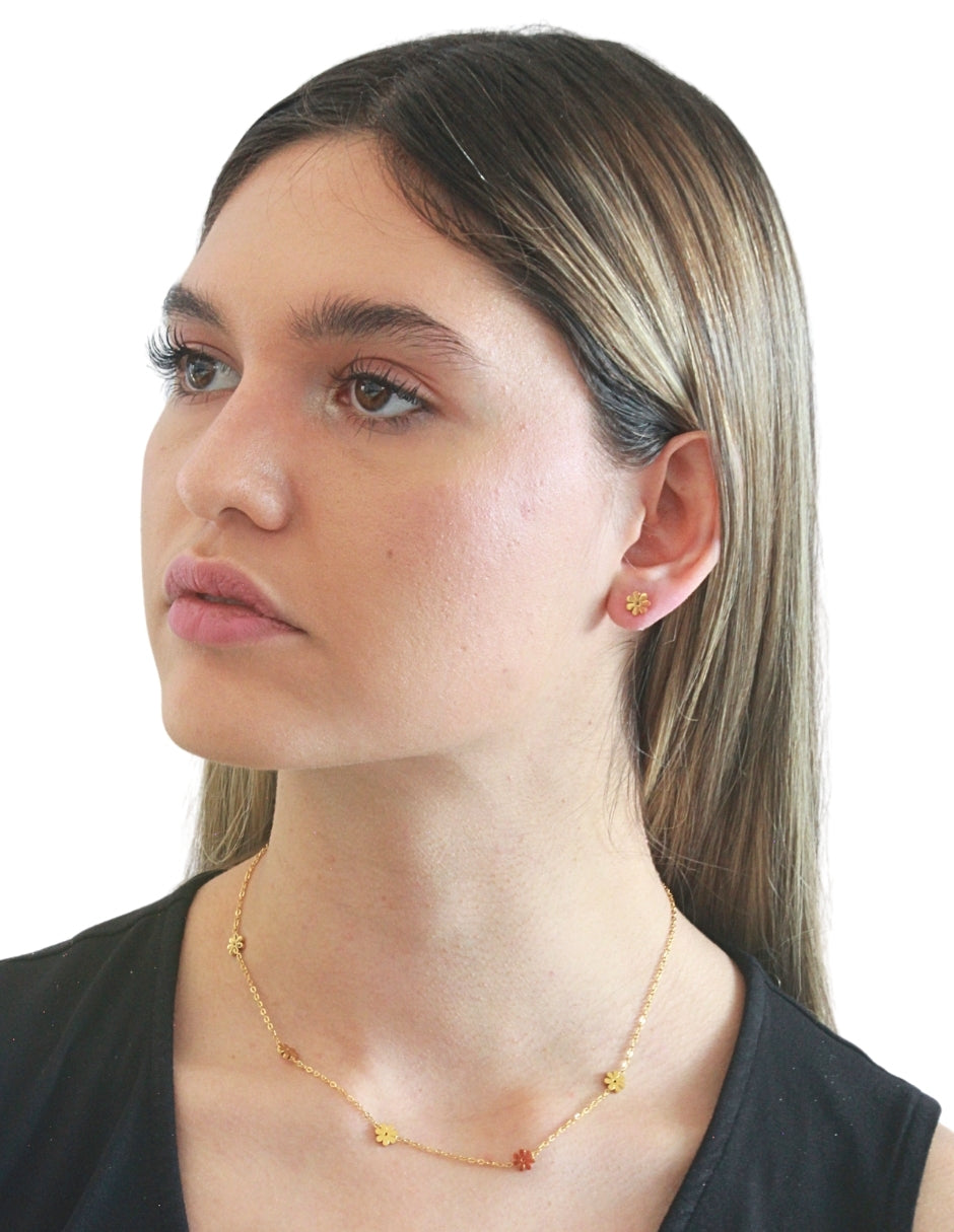 Collar y Aretes 5 Flores mini