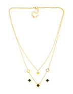 Collar y Aretes doble Cadena Cubitos Negro
