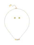 Collar y Aretes NUVI 3 Flores Tricolor