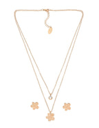 Collar y Aretes NUVI 2 cadenas Flor y Cristal