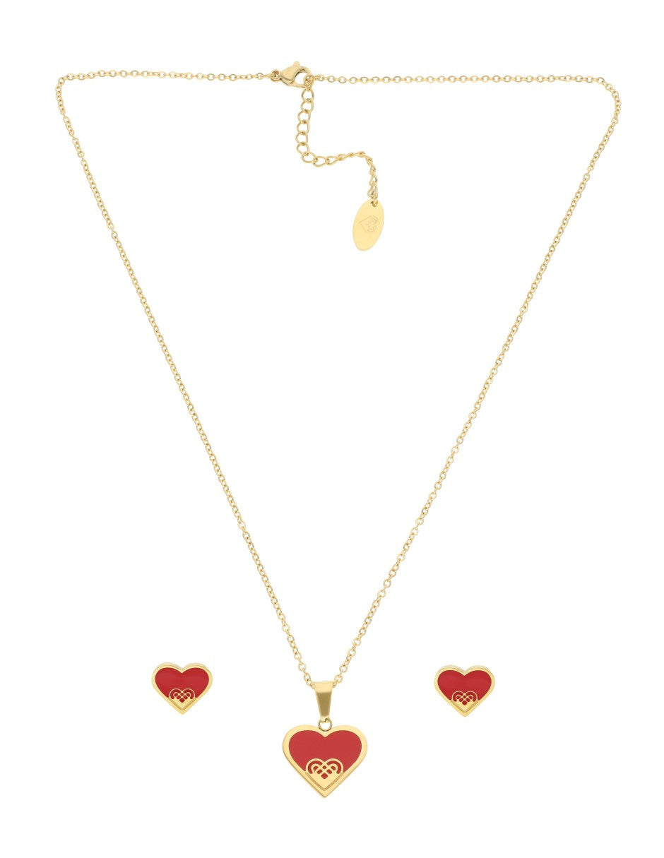 Collar y Aretes NUVI Corazón